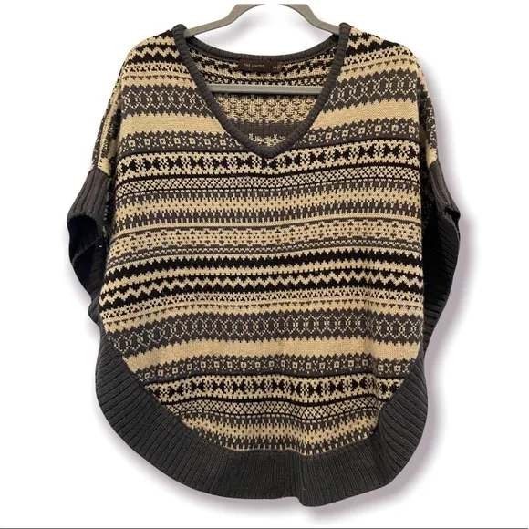 THE LIMITED Poncho Fair Isle Print Knit Medium - Picture 1 of 6